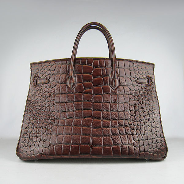 Replica Hermes Birkin 40CM Crocodile Veins Leather Bag Dark Coffee 6099 Online